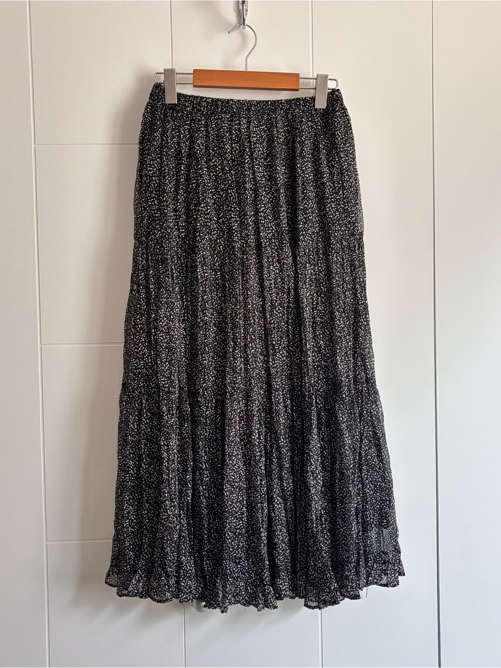 Black Printed Maxi Skirt - Lightweight Chiffon Flowing A-Line